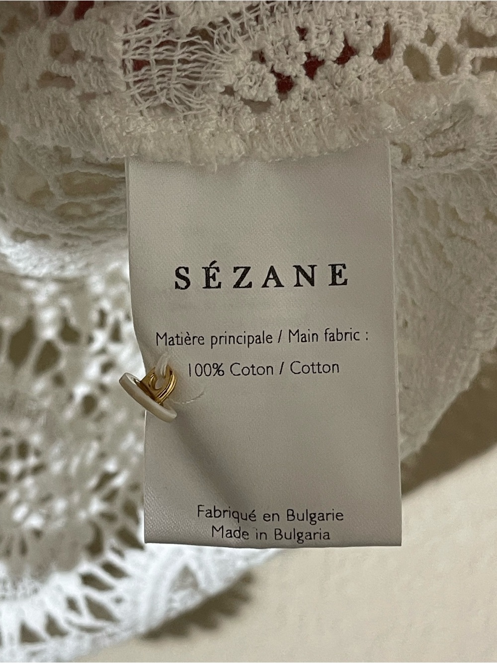 Sezane White Crochet Lace Short Sleeve Top - Picture 6 of 8
